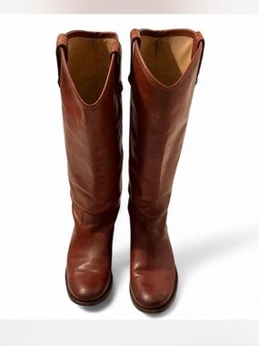 EXTENDED CALF Frye Tan Leather Boots - Pull-On Riding Style
